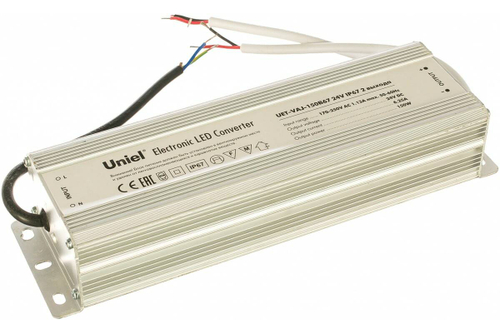 UET-VAJ-150B67 Блок питания для светодиодов с защитой от короткого замыкания и перегрузок, алюминиевый корпус, 150Вт, 24В, IP67, 2 выходных канала