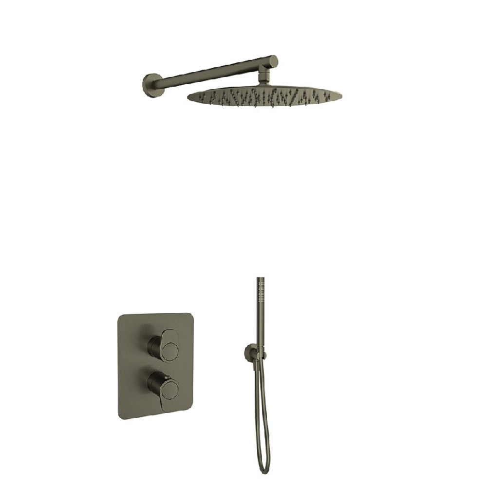 Встраиваемый термостатический смеситель для душа с тропическим и ручным душ ALEXIA K3687012GR графит