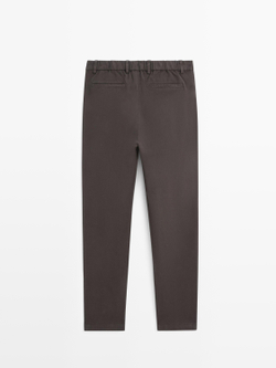 Massimo Dutti Брюки-джоггеры из смесовой хлопковой ткани, коричневый