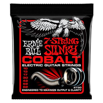Струны для 7 струнной электрогитары 10-62 ERNIE BALL 2730 Cobalt Slinky Skinny Top Heavy Bottom