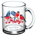 Кружка стеклянная 320мл «Снегири» D1208/24