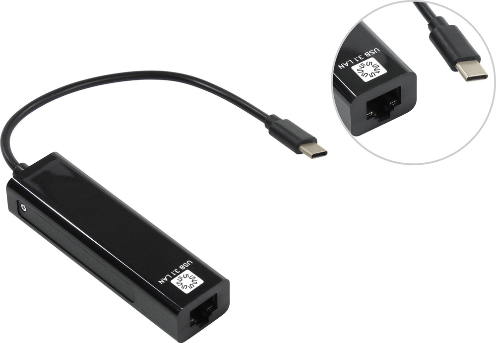5bites &lt;UA3C-45-09BK&gt; адаптер USB-C --&gt; UTP 100Mbps + 3-port USB2.0 Hub