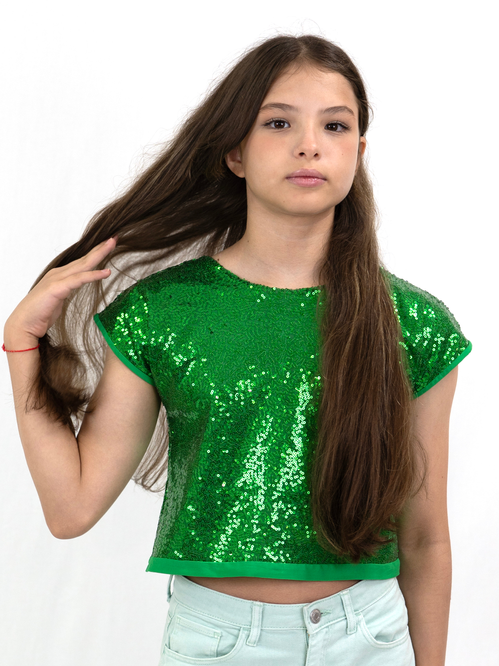 Блузка топ с пайетками для девочки