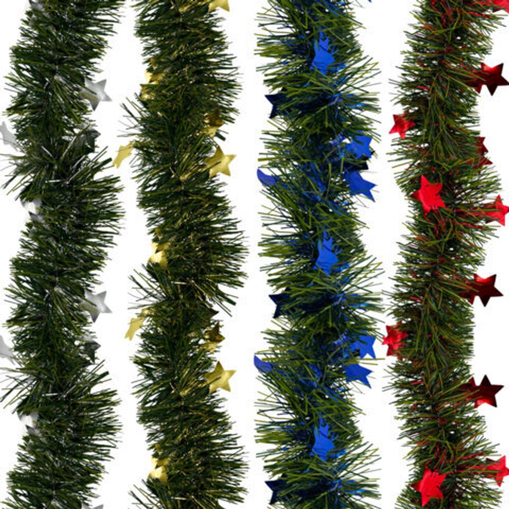 Мишура (1 штука) с декором, диаметр 70 мм, длина 2 м, матовая, ассорти 4 дизайна, ЗОЛОТАЯ СКАЗКА, 592424