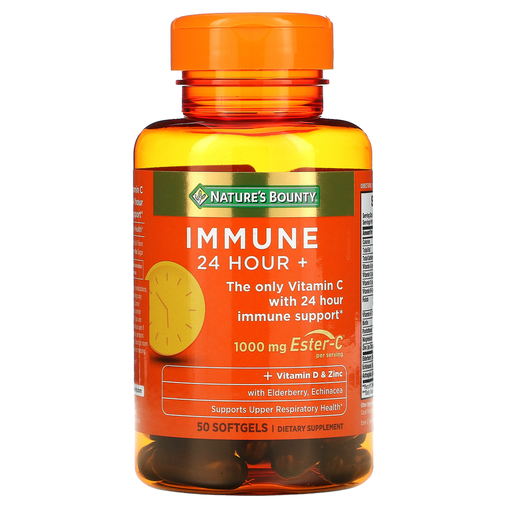 Nature's Bounty, Immune 24 Hour+, 1000 мг, 50 капсул (500 мг в 1 капсуле)