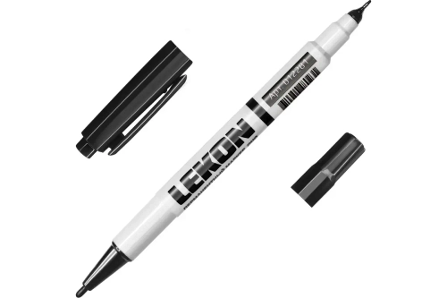 Маркер LEKON DUO перманентный двухсторонний, черный, 012281