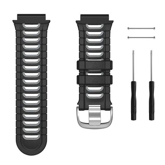 Ремешок для Garmin Forerunner 920XT силиконовый двухцветный (Черный/серый)