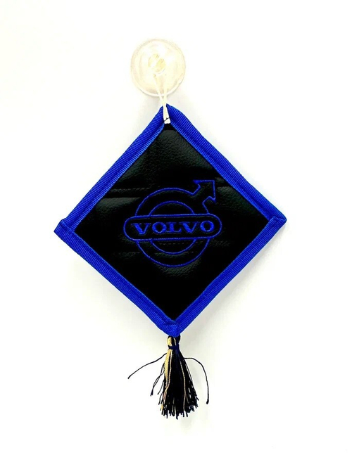 Ромб VOLVO (экокожа, черный с синей вышивкой и синим кантом)