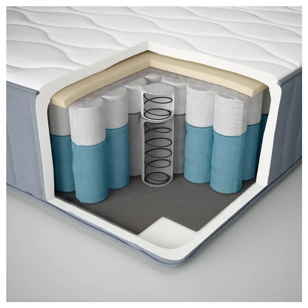 Каркас кровати мягкий с матрасом - IKEA TÄLLÅSEN/TALLASEN, 200х160 см, матрас жесткий, серо-зеленый, ТЭЛЛАСОН ИКЕА