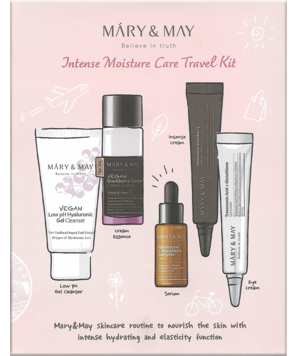 Увлажняющий набор миниатюр с ежевикой MARY&MAY Intense Moisture Care Travel Kit