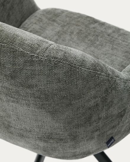 Dorina Вращающееся кресло из зеленого шенилла и стальными зелеными ножками Испания 