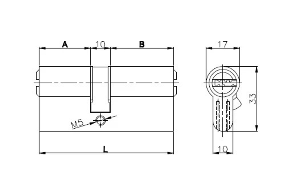 Цилиндр KALE 164  OBS SC/80 30х10x40 латунь кл/зав.