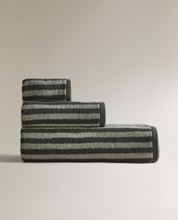 Zara Home Полотенце для лица и рук из хлопка, зелёный, в полоску · 1518/013