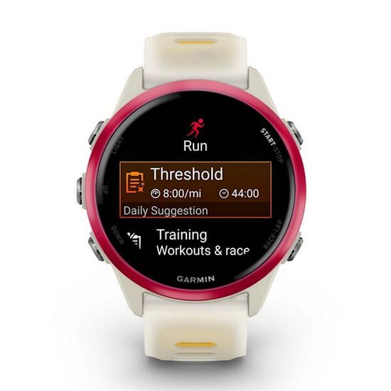 Garmin Forerunner 570 42 мм — малиновый корпус, ремешок слоновая кость/манго