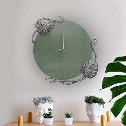 Часы настенные Monstera Deliciosa (Монстера) Колор Зеленый нефрит Сильвер