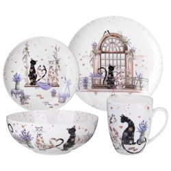 НАБОР ПОСУДЫ ОБЕДЕННЫЙ LEFARD "ЛАВАНДОВЫЕ КОТЫ" НА 4 ПЕР. 16 ПР. (КОР=2НАБ.)