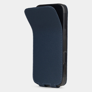 Чехол iPhone 16 Pro натуральная кожа сафьяно, темно-синего цвета