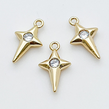 Подвеска Звезда, цвет золото, фианит, размер 13*8 мм, цена за 1 шт
