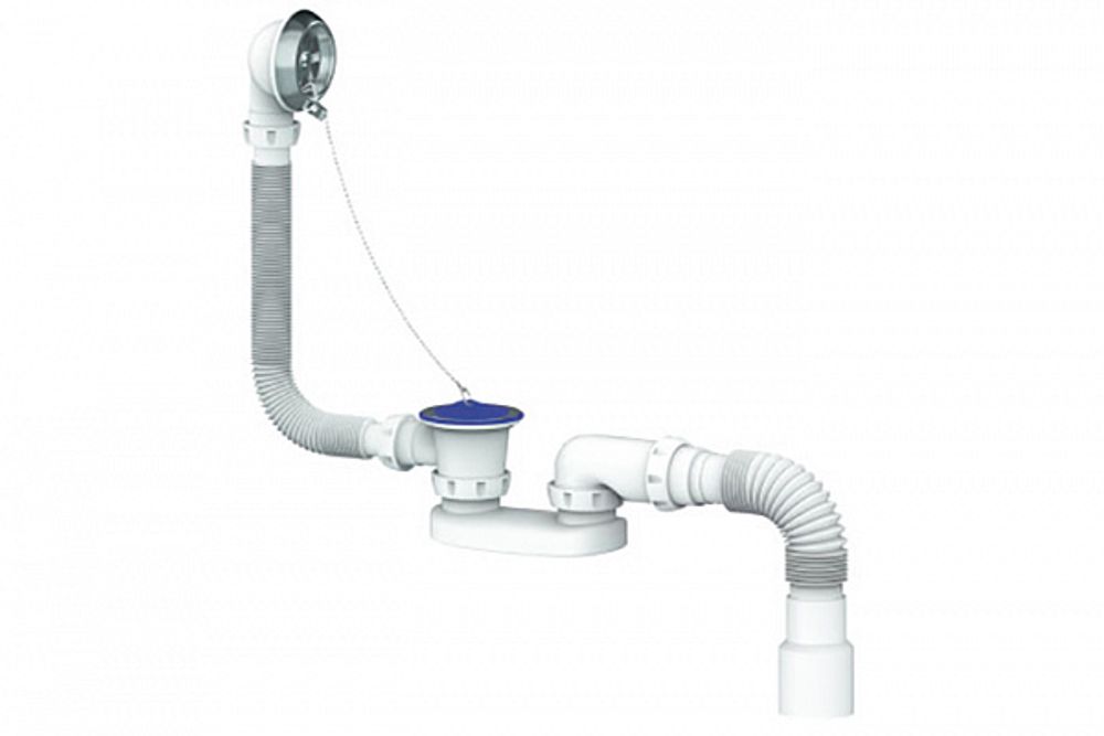 Сифон UNICORN для ванны и глубок. поддона., круглый перелив, гофра Ø40хØ40/50 400мм S12