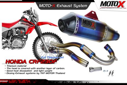 Titanium Full Exhaust System for Honda CRF230F. Made in Thailand. MOTO-X