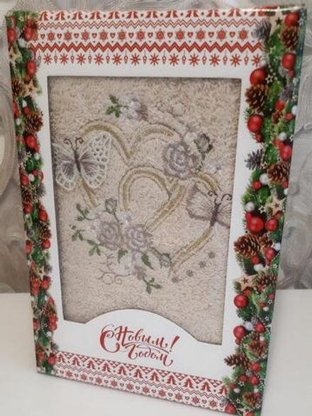 Полотенце махровое в подарочной упаковке, 100% хлопок, Турция.