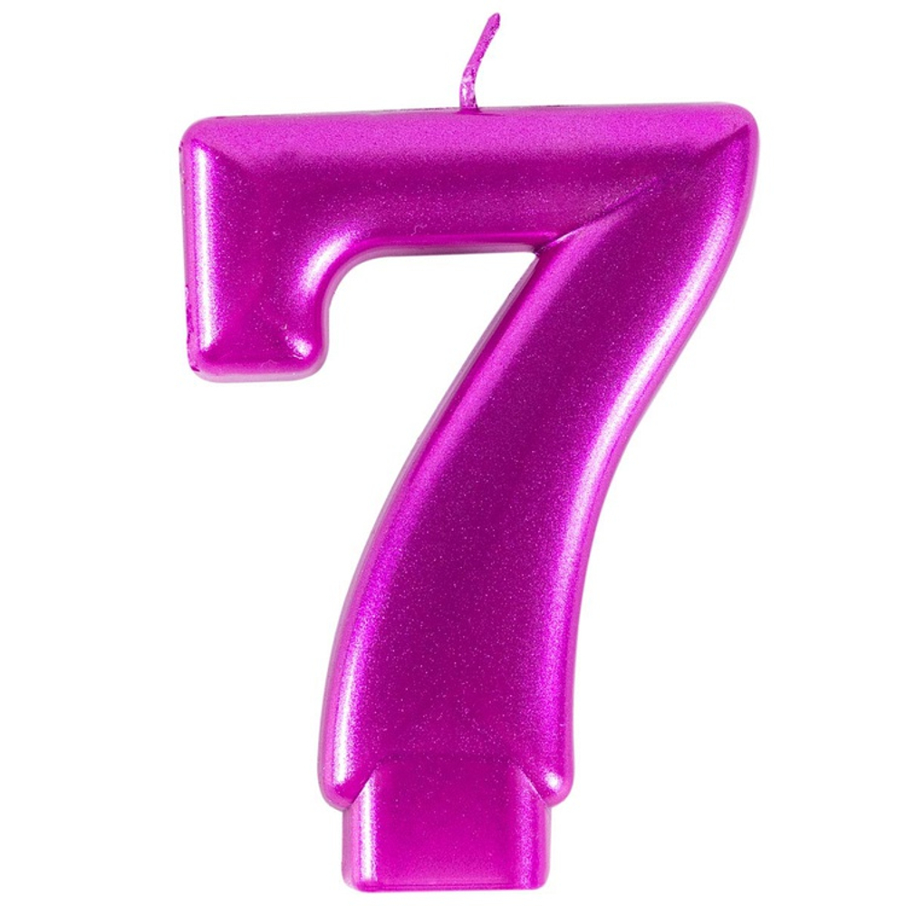 Свечи-цифры "Ярко-розовые металлик" 8 см (от 0 до 9)