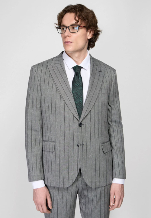 Мужской костюм двойка в полоску (серый) В80