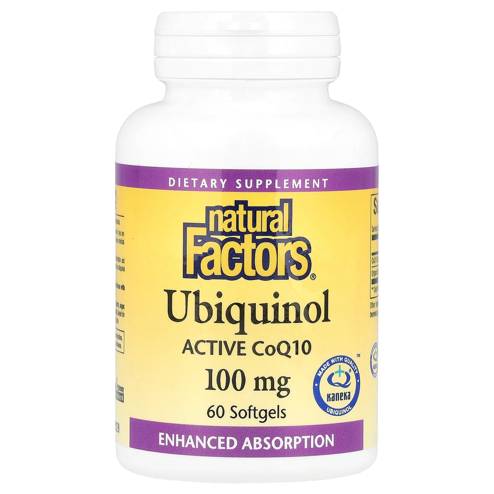 Natural Factors, убихинол, активный коэнзим Q10, 100 мг, 60 капсул