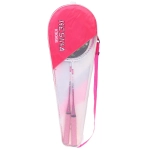 Бадминтон в наборе K-3066, 3 предмета: 2 металлические ракетки 65 см, чехол (цвет: розовый)