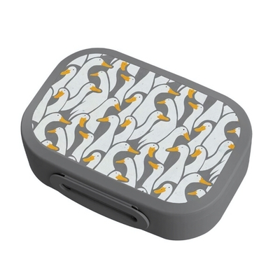 Ланч-бокс с декором "гуси", 180x130x50мм, 0,98л (серый)