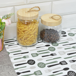 Коврик для кухонных ящиков в рулоне 60*150см "Ложки-вилки", серо-черный