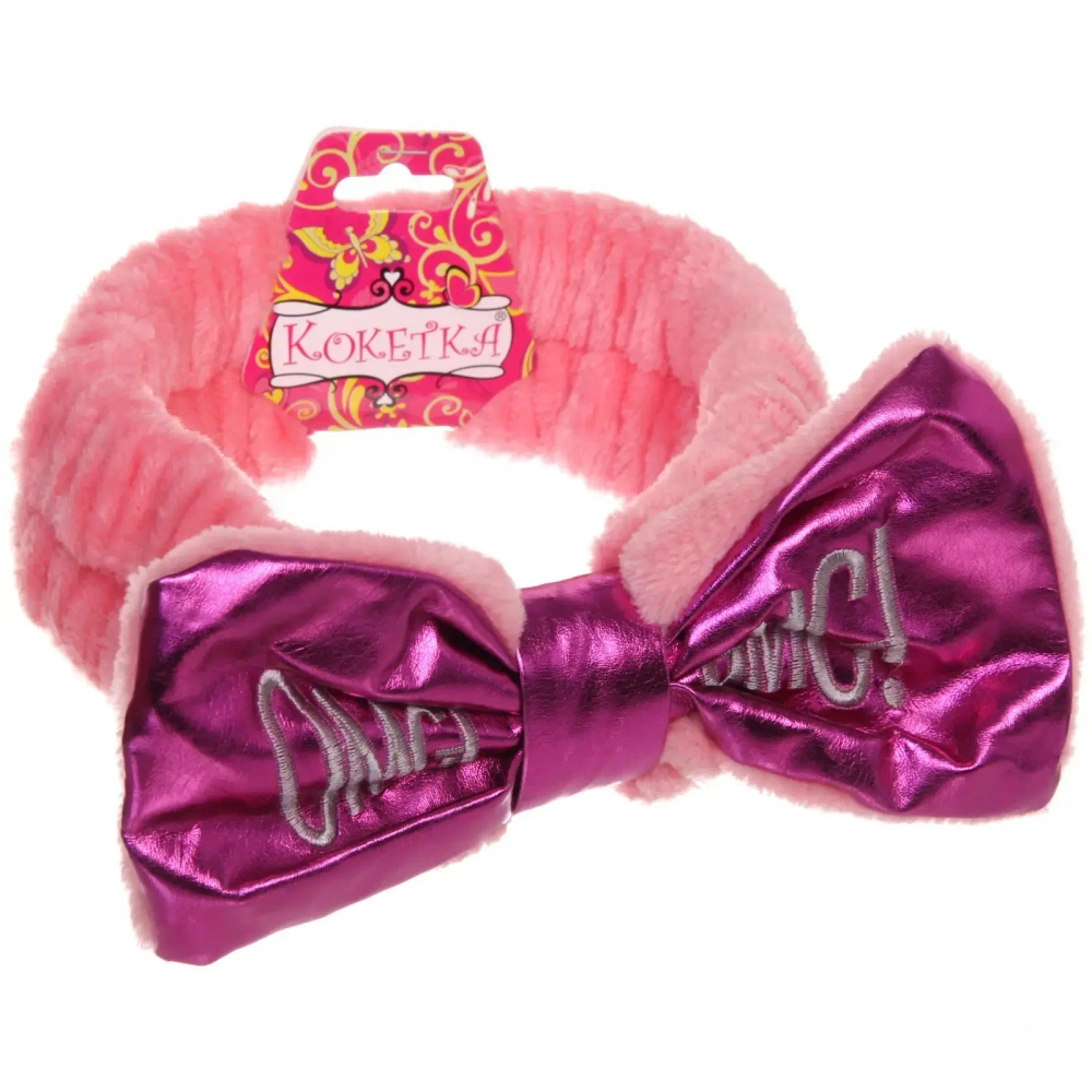 Повязка на голову «Кокетка - Omg!», цвет черный, голубой, розовый и бежевый, 20*5см (упаковка белый ZIP пакет)