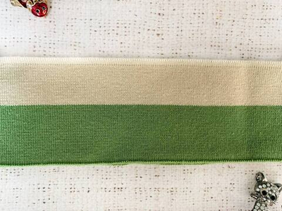 Подвязы трикотажные, ш. 6,8 см, L 120 см, зелёный с бежевым