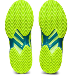 Женские теннисные кроссовки Asics Solution Speed FF 2 Clay - hazard green/reborn blue