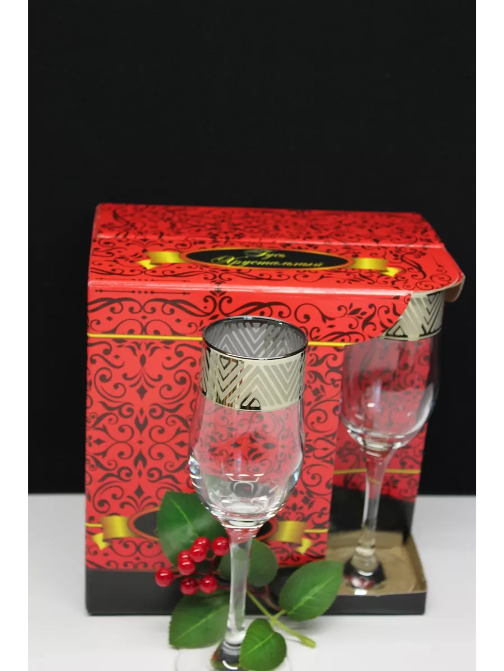 Бокалы для шампанского 6 штук Золотое сечение