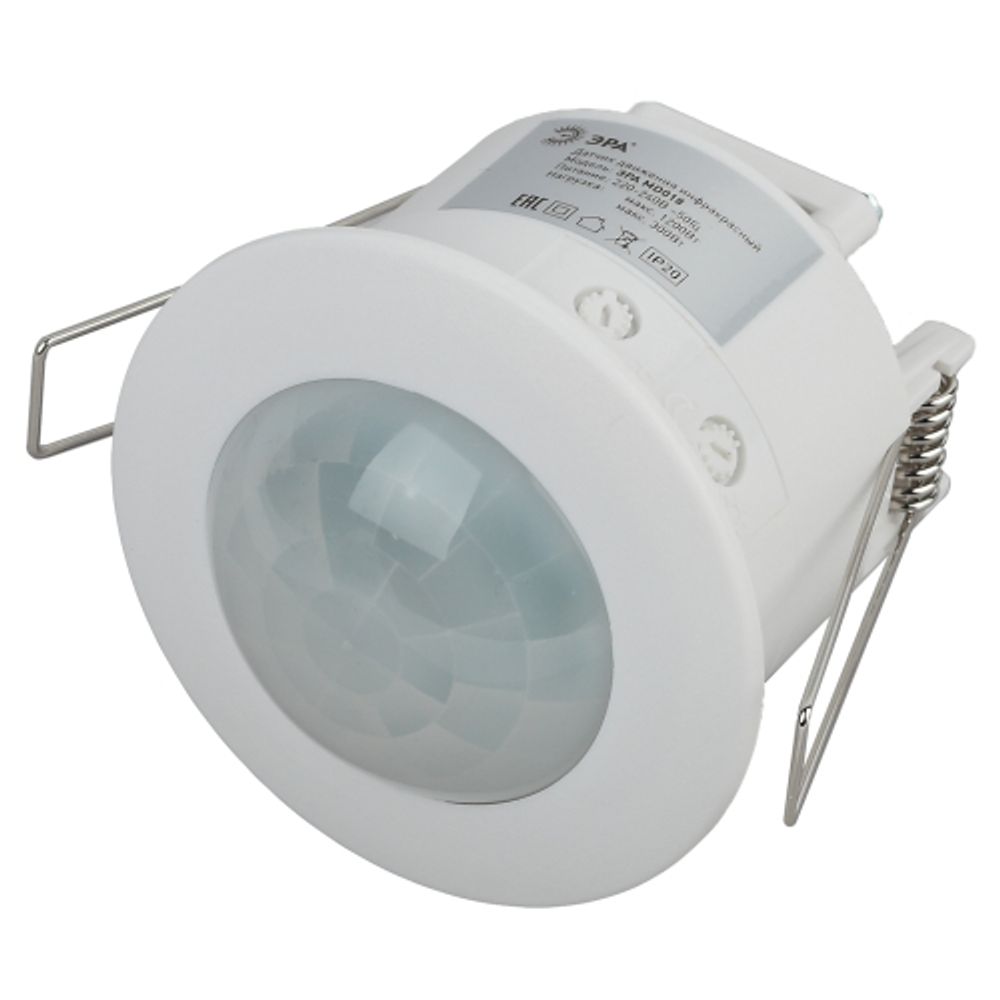 Датчик движения ЭРА MD 018 белый 1200Вт 360° 6М IP20 | Датчики движения