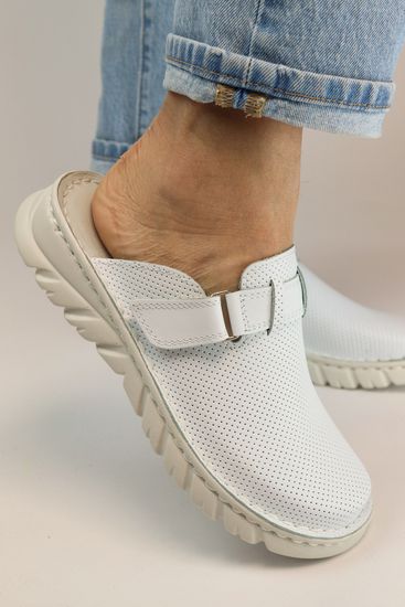 03 | "Duki" | Белые женские медицинские сабо натуральная кожа