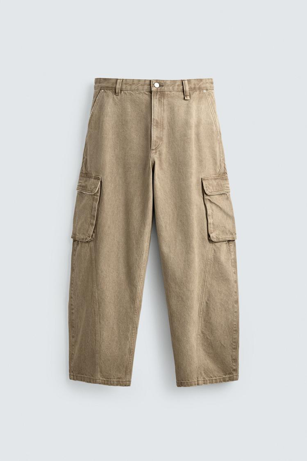 ZARA БРЮКИ КАРГО BALLOON FIT, БЕЖЕВЫЙ