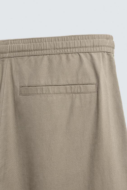 ZARA БРЮКИ RELAXED FIT ИЗ СМЕСИ ХЛОПКА, ЗЕЛЕНЫЙ