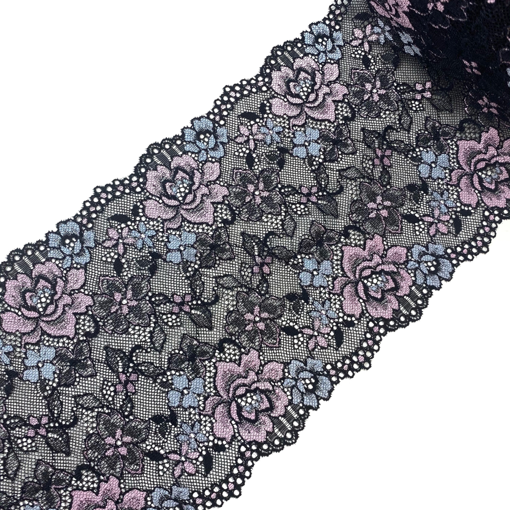 Кружево эластичное черное 16,5 см