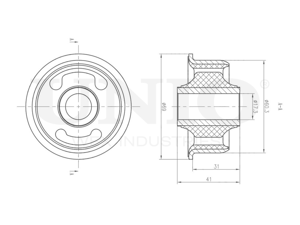 Сайлентблок задний переднего нижнего рычага UNIO RMP-20001