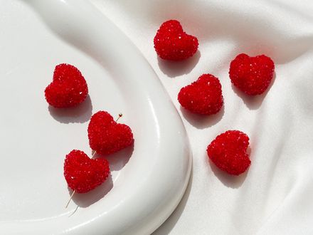 Бусина "Сахарное сердце", красное (1шт)