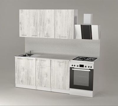 Кухонный гарнитур Алина нормал 1500 мм, каркас ЛДСП, фасад ЛДСП, Белый/Пайн белый