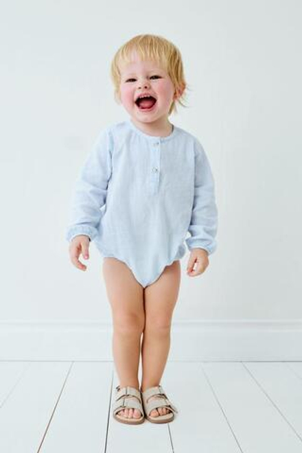 ZARA БОДИ ИЗ ХЛОПКА И ЛЬНА, СИНИЙ