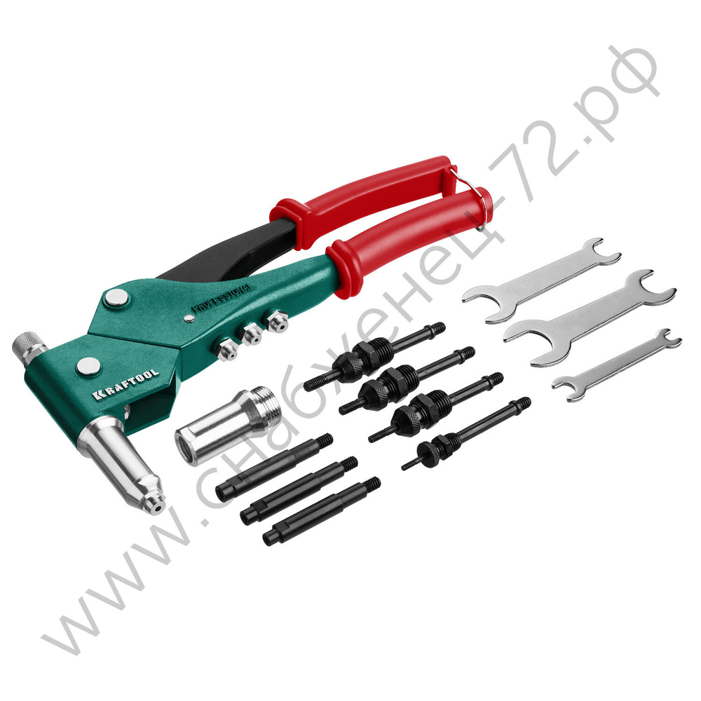 KRAFTOOL Combo3-M6 360°, 3 вида заклёпок, комбинированный поворотный заклепочник в кейсе (31178_z01)