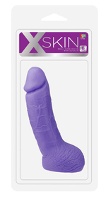 Фиолетовый дилдо с венозным узором XSKIN 6 PVC DONG - 15 см. (Цвет: фиолетовый)