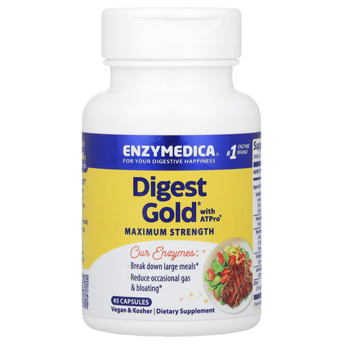 Enzymedica, Digest Gold® с ATPro®, с максимальной силой действия, 45 капсул