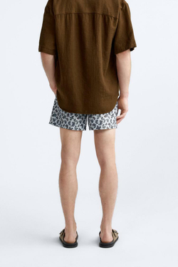 ZARA ПЛАВКИ С ПРИНТОМ ПЕЙСЛИ, НЕБЕСНО-ГОЛУБОЙ