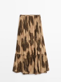 Massimo Dutti Длинная юбка с узором пейсли, пыльно-розовый