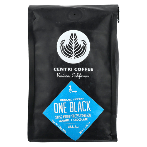 Centri Coffee, Centri Coffee, Organic One Black, карамель и шоколад, цельные зерна, без кофеина, 340 г (12 унций)